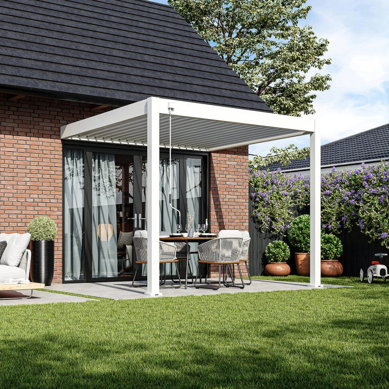 Pergola Bioclimatica Ombréa VS 3x3M addossata – Bianca (Versione2