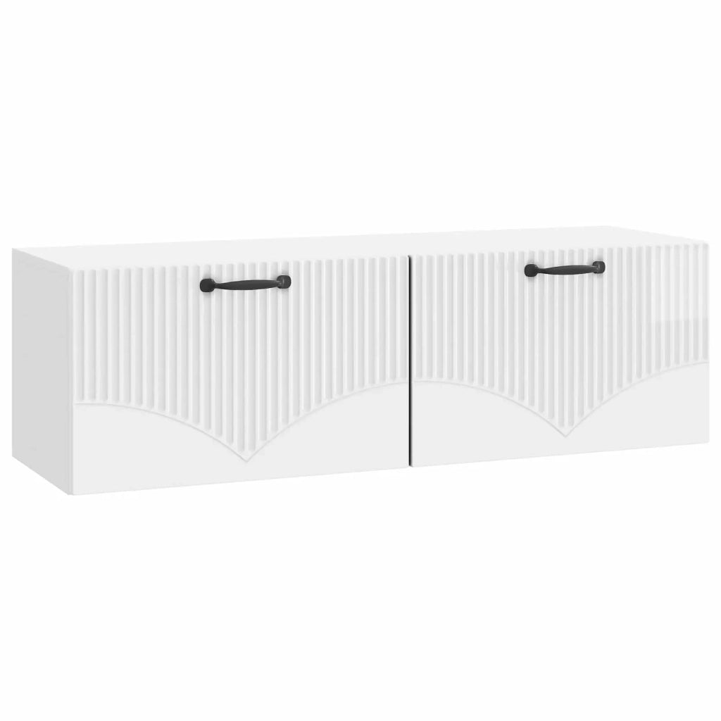 Mobile Porta TV da Muro-Credenza per TV sospesa Bianco Lucido 98 x 31 x 30 cm 937256