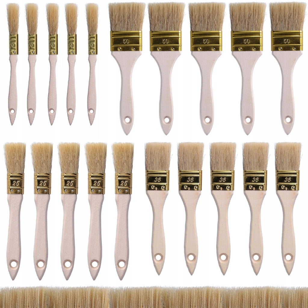 Set di Pennelli Piatto e Nastro Adesivo Blu 40mm x 50m – Set per Pittura con Setole Naturali | Varie Dimensioni