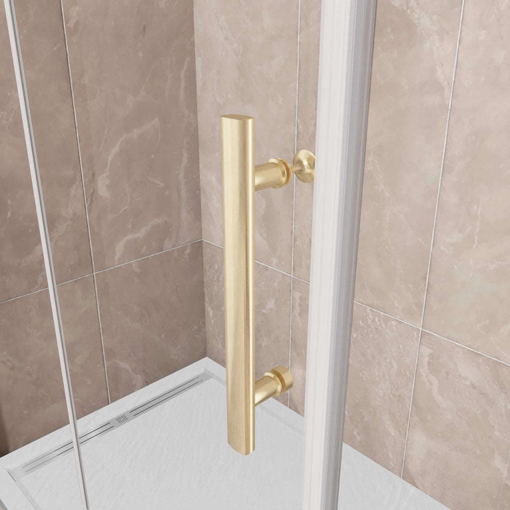 185 cm Box Doccia Angolare 110x76 cm Porta Battente Pieghevole 110 Parete Fissa 76 Vetro Temperato 6 mm Anticalcare Barra Stabilizzatrice da 45 cm Dorato Spazzolato