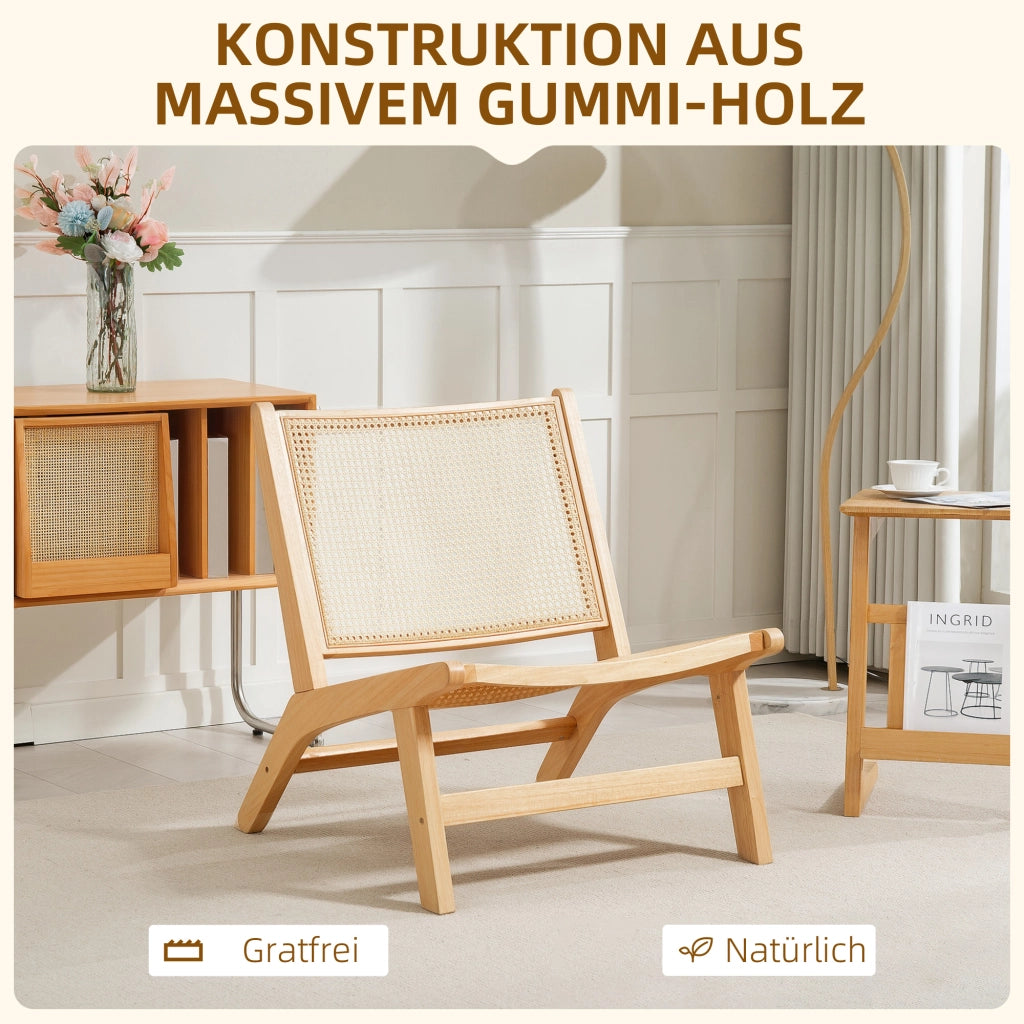 Sedia in Rattan con Schienale Alto ¨C zephmum ¨C Naturale 64x70x74 cm