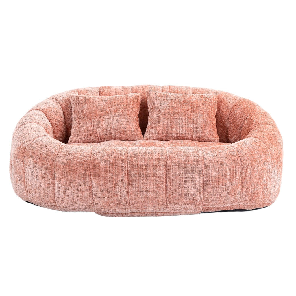 Sitzsack letto morbido in chenille rosa, divano lounge a due posti con imbottitura in memory foam, 150x95x63 cm