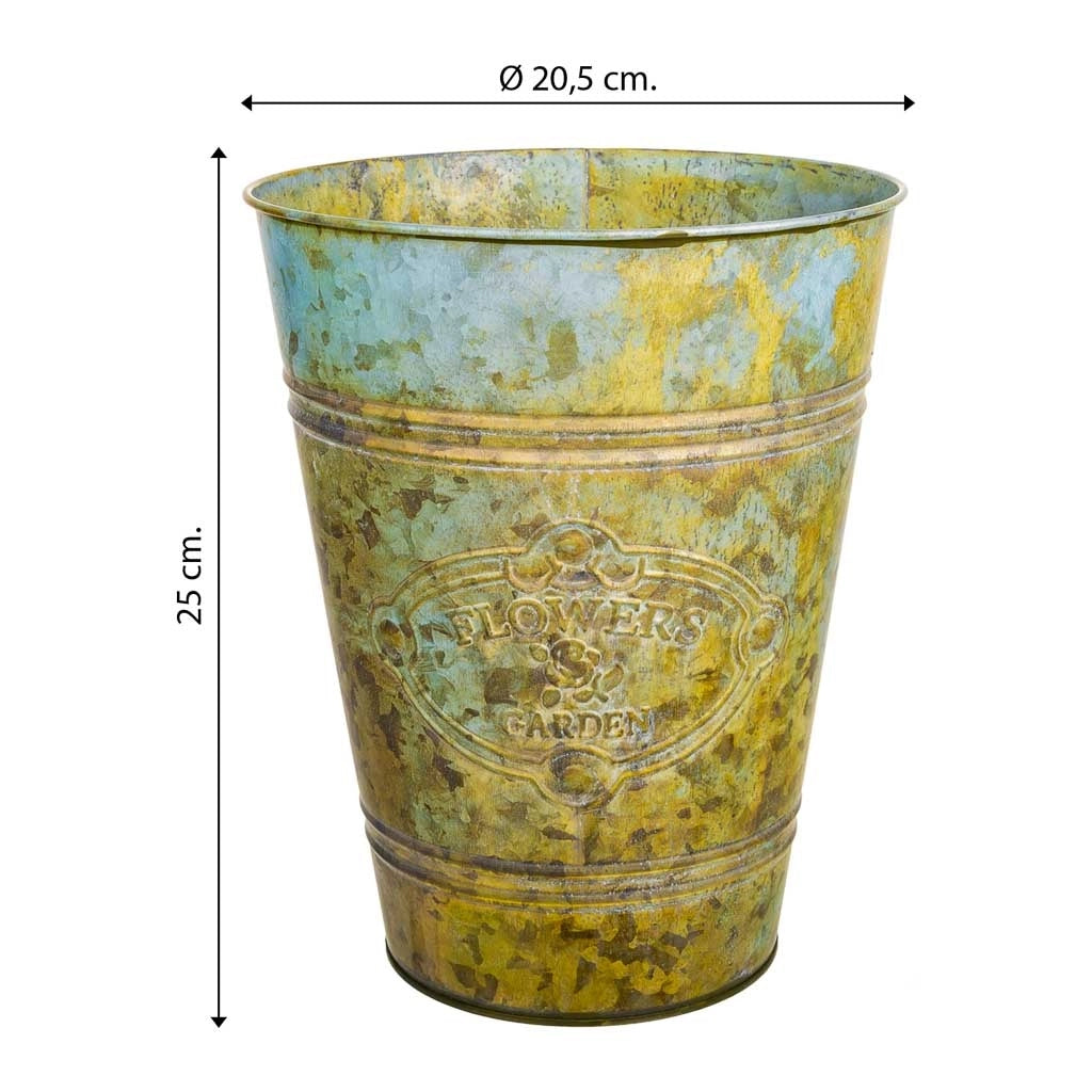 Vaso in metallo verde d20,5x25h b:13