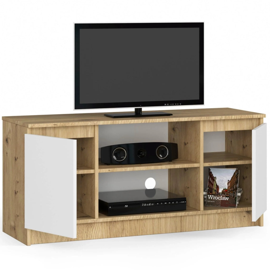 Mobile TV AKORD Quercia Artisan 120 cm 2 ante inserto frontale Bianco 120x40x55 cm