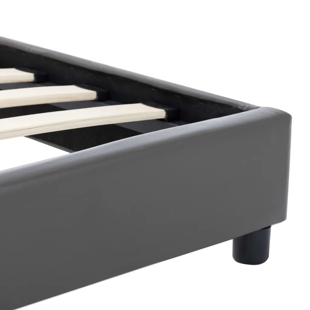 Letto singolo | Letto per adulti | Giroletto Grigio in Similpelle 90x200 cm