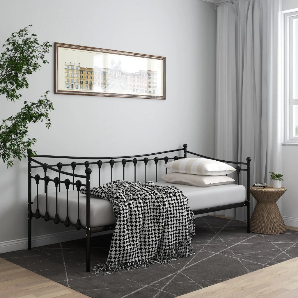 Telaio Divano Letto-Struttura Sofa Letto Nero in Metallo 90x200 cm 413934