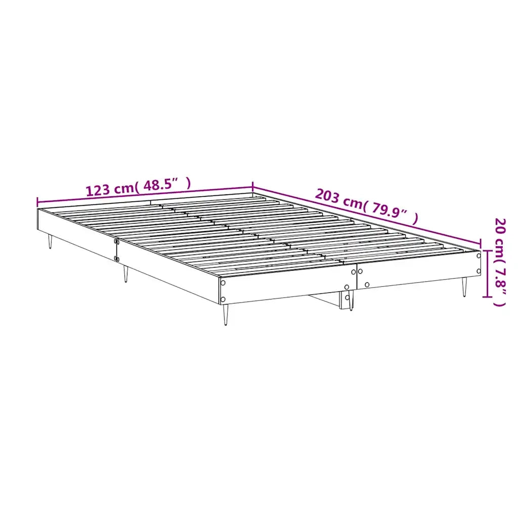 Letto matrimoniale | Letto per adulti | Giroletto Grigio Cemento 120x200 cm in Legno Multistrato