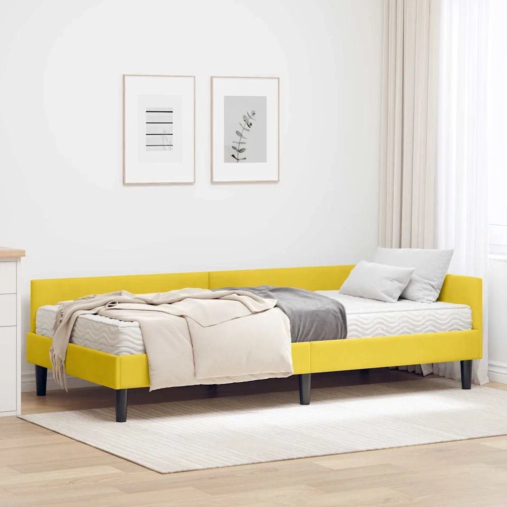 Struttura Letto Angolare con Materasso 2 pz-Giroletto con materasso Giallo Velluto 781718