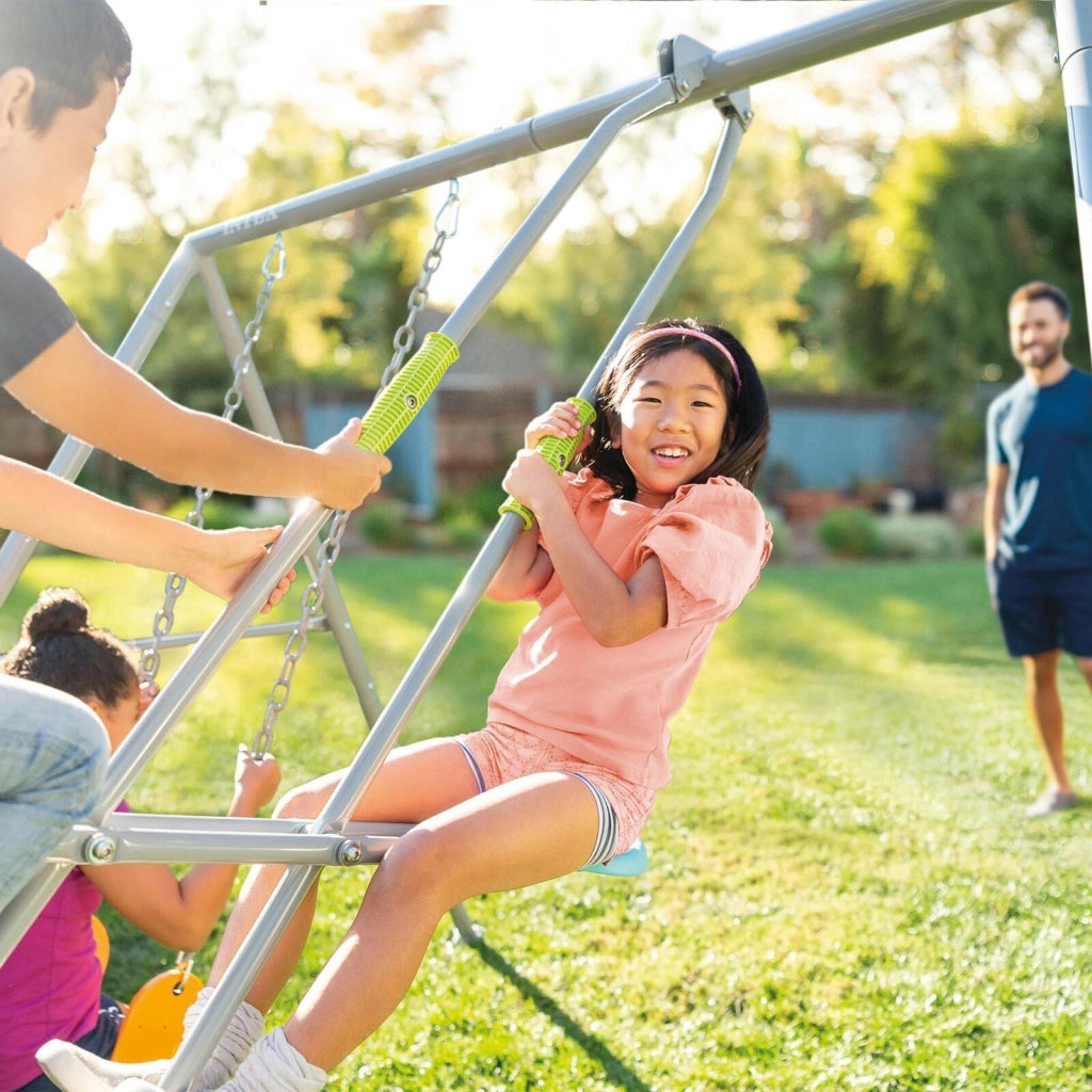 Intex 44122 Altalena con Seggiolino e Dondolo per Bambini 3-10 Anni Struttura in Acciaio Galvanizzato colore Grigio