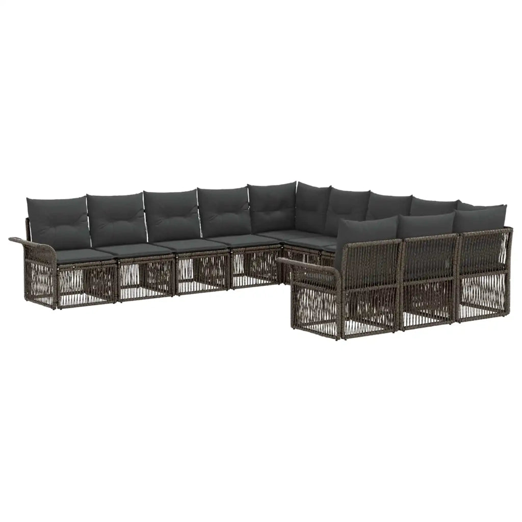Set Divano da Giardino 11 pz Grigio polyrattan 3434969