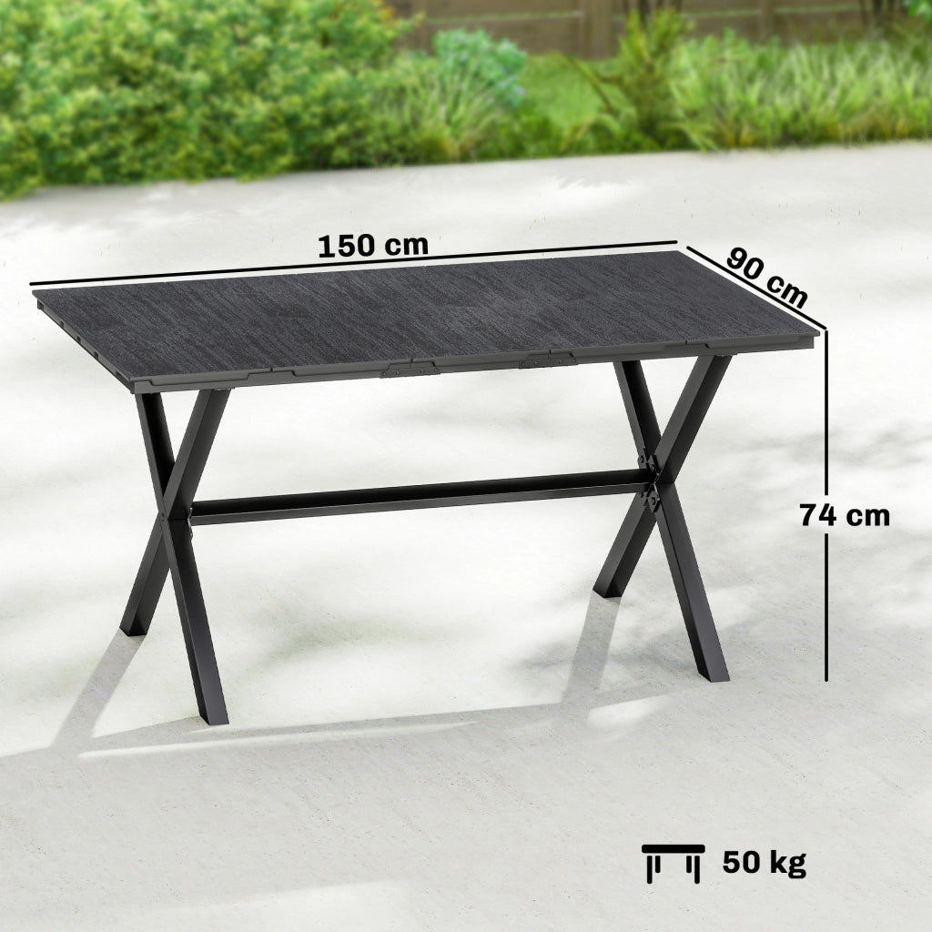 Tavolo da pranzo rettangolare per esterno effetto legno 150x90x74 cm ¨C Xylo ¨C Nero