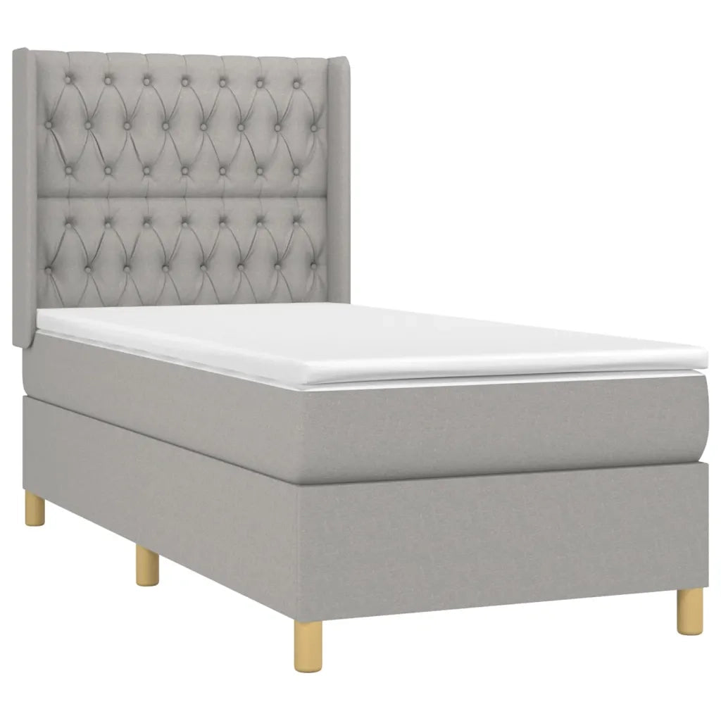 Giroletto a Molle con Materasso Grigio Chiaro100x200 cm Tessuto 3132209