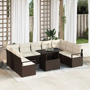 Set Divano da Giardino 10 pcs Marrone e Crema polyrattan 3348884