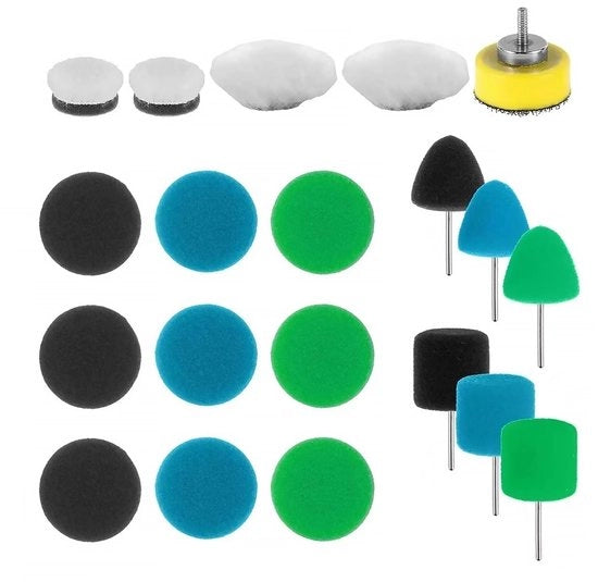 Set di poliuretano per dettagli - 20 pezzi - Pads di pulizia per dettagli 25 mm - Kit di pulizia per dettagli - Pads di pulizia - Strumento per avvitare a mano - Materiale duraturo