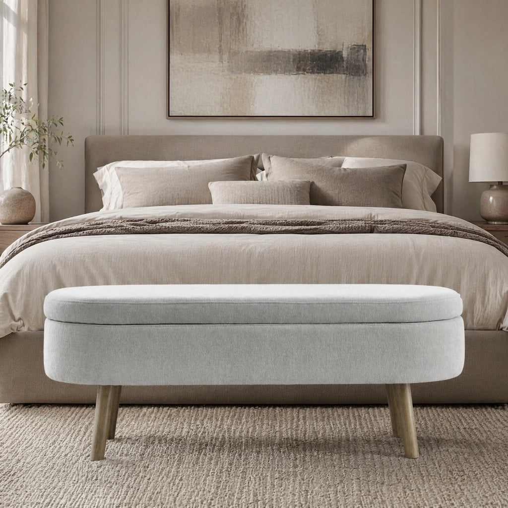 PANCA CONTENITORE 110x40x42 cm Chenille Grigio con coperchio ammortizzato