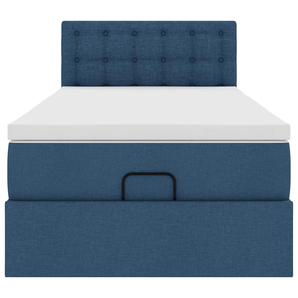 Pouf Letto con Materasso e LED Blu 100x200 cm in Tessuto 3312456