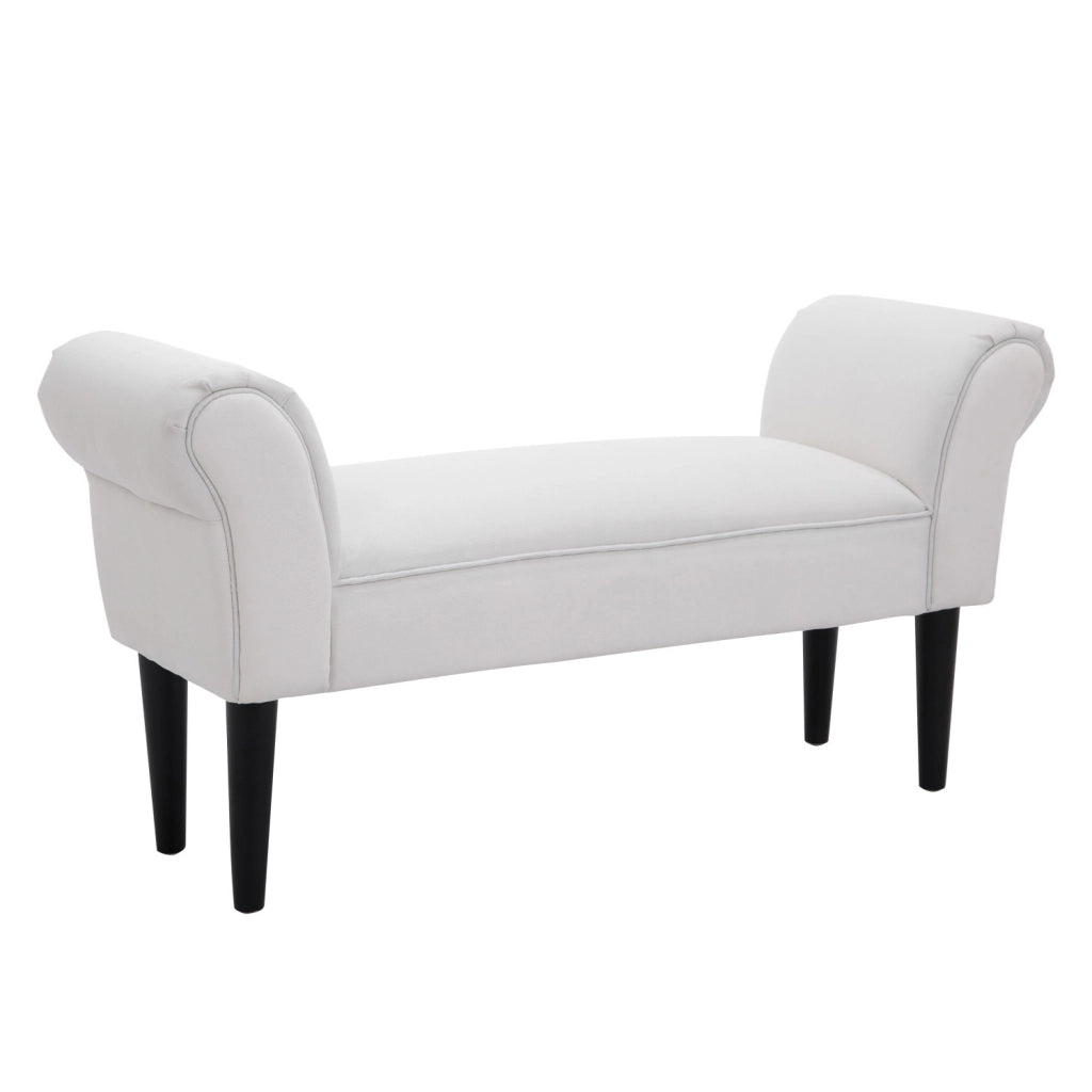 Panca Imbottita con Braccioli per Ingresso ¨C Xylo ¨C Legno Massello Bianco 102x36x51cm