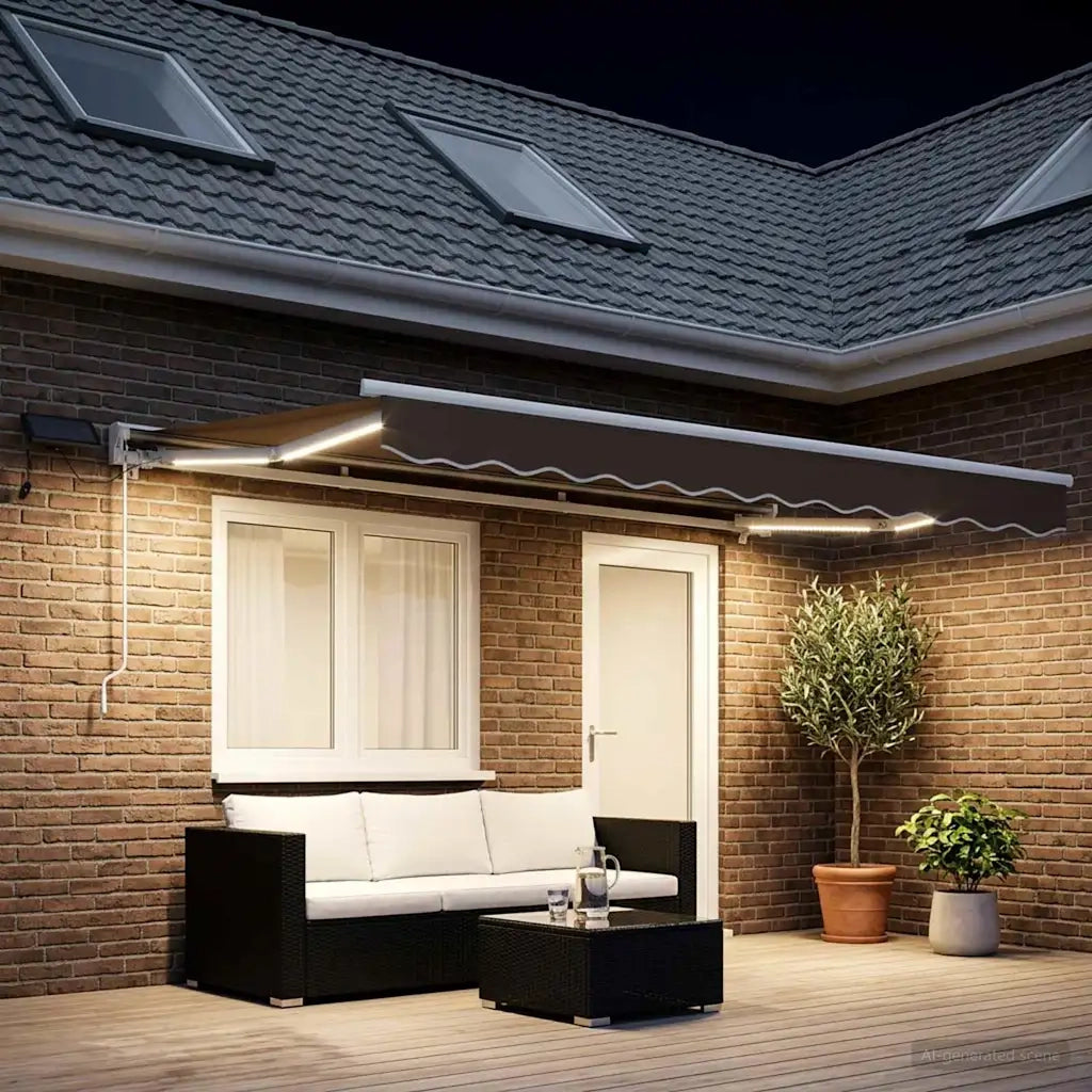 Cornice per Tenda Manuale con LED Tortora 5 x 3 m 3426395