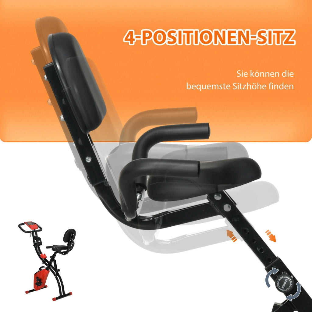 Cyclette pieghevole 2 in 1 con display LCD e resistenza magnetica regolabile su 8 livelli, completa di 1 coppia di cavi di tensione per un