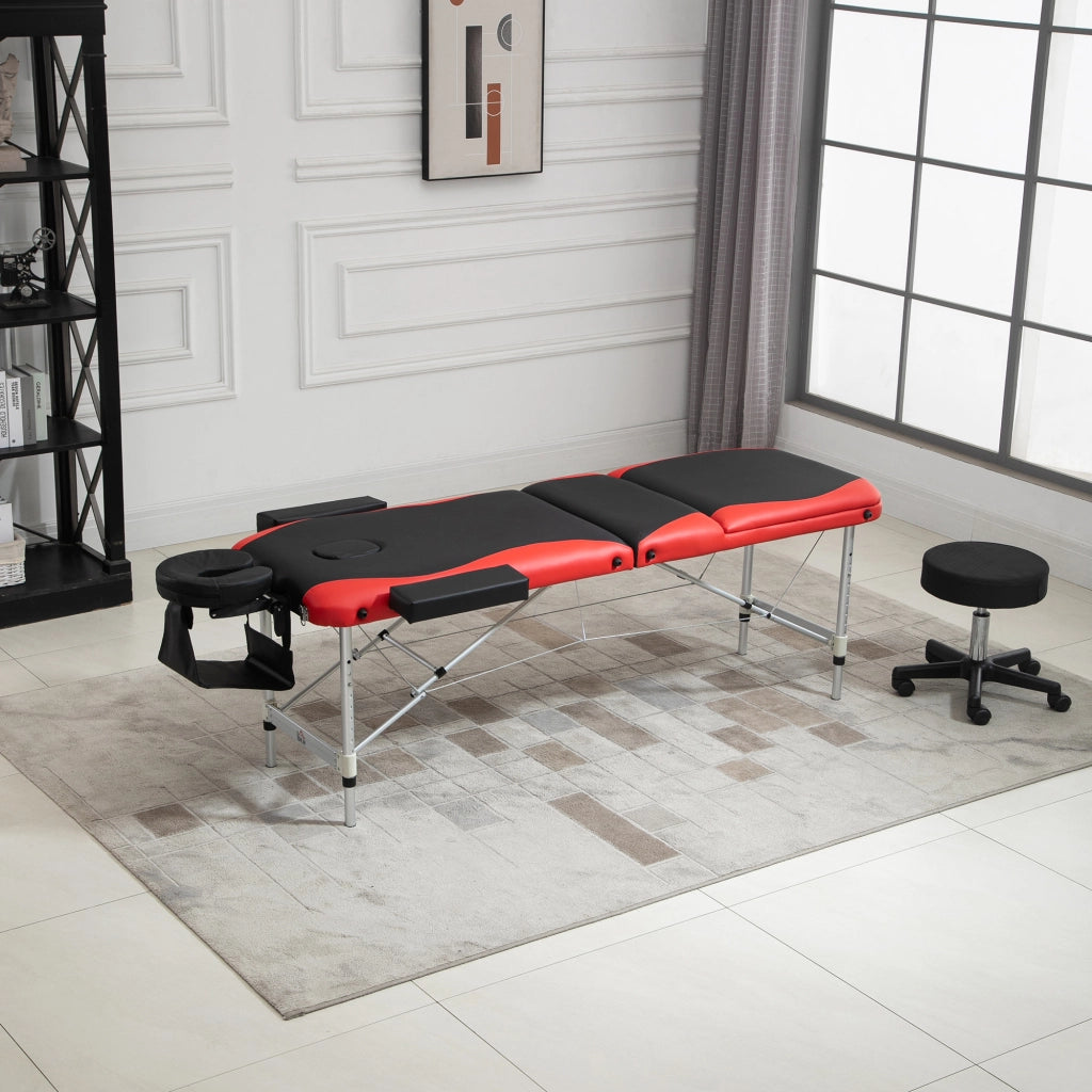Letto Massaggio Portatile con Testiera e Braccioli ¨C zephmum ¨C Rosso