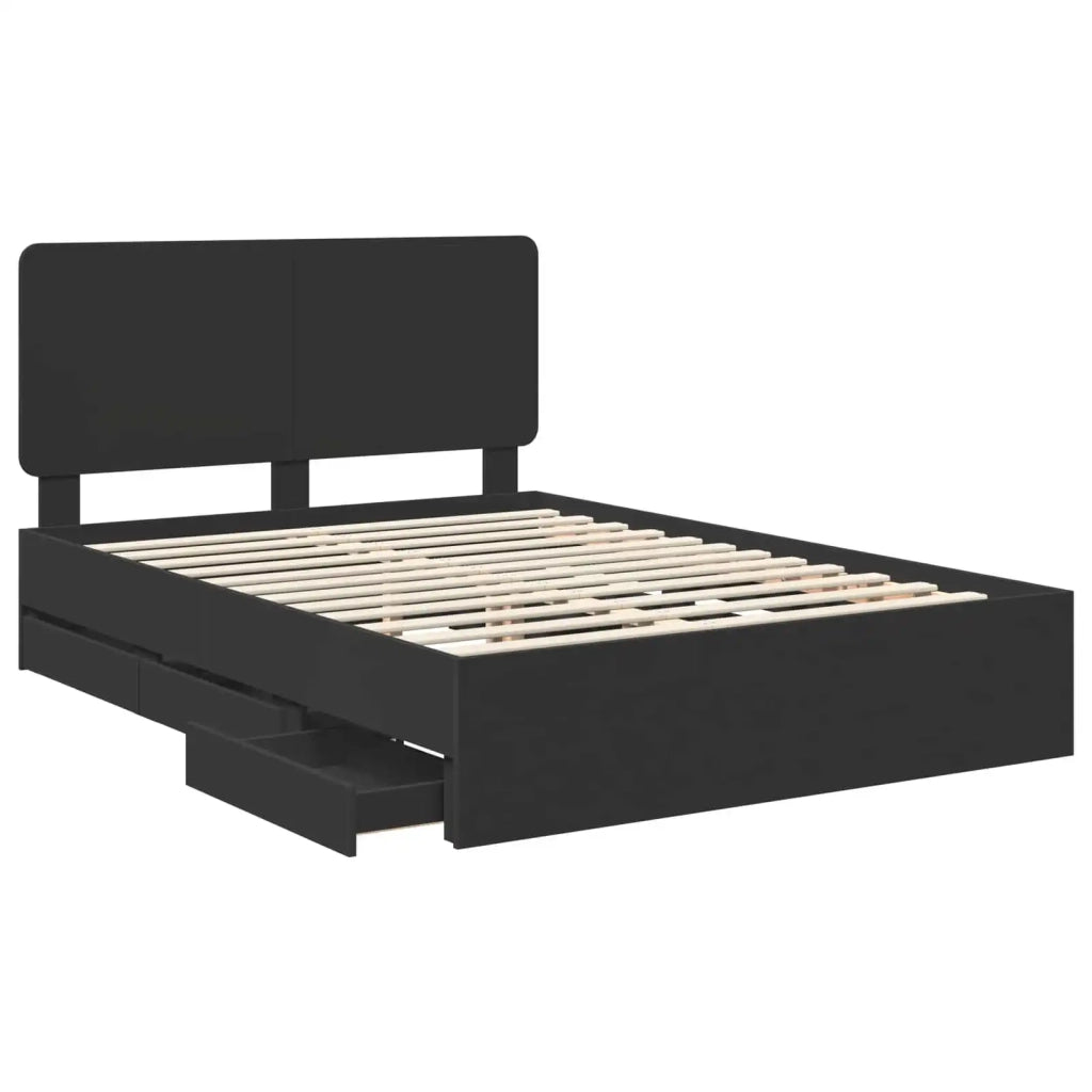 Letto matrimoniale | Letto per adulti | Struttura del letto Nero 150 x 200 cm Legno Ingegnerizzato