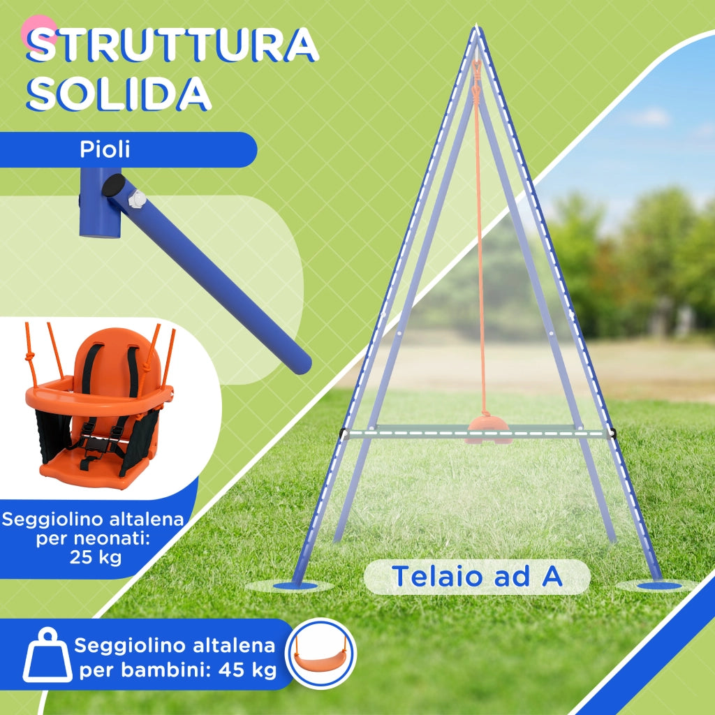 Altalena 2 posti per bambini ¨C Minimal ¨C arancione e blu
