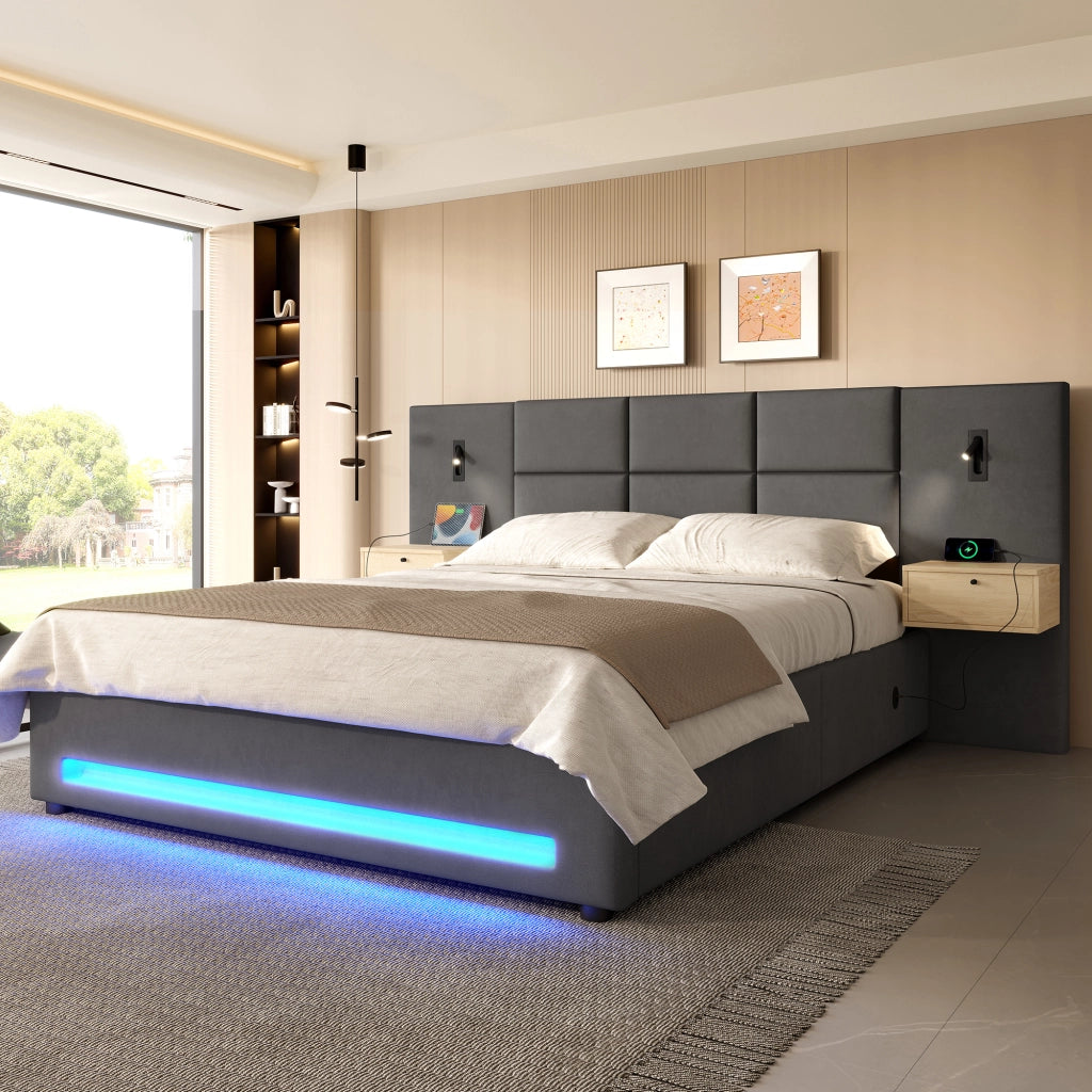 letto imbottito velluto grigio scuro 180 x 200 cm
