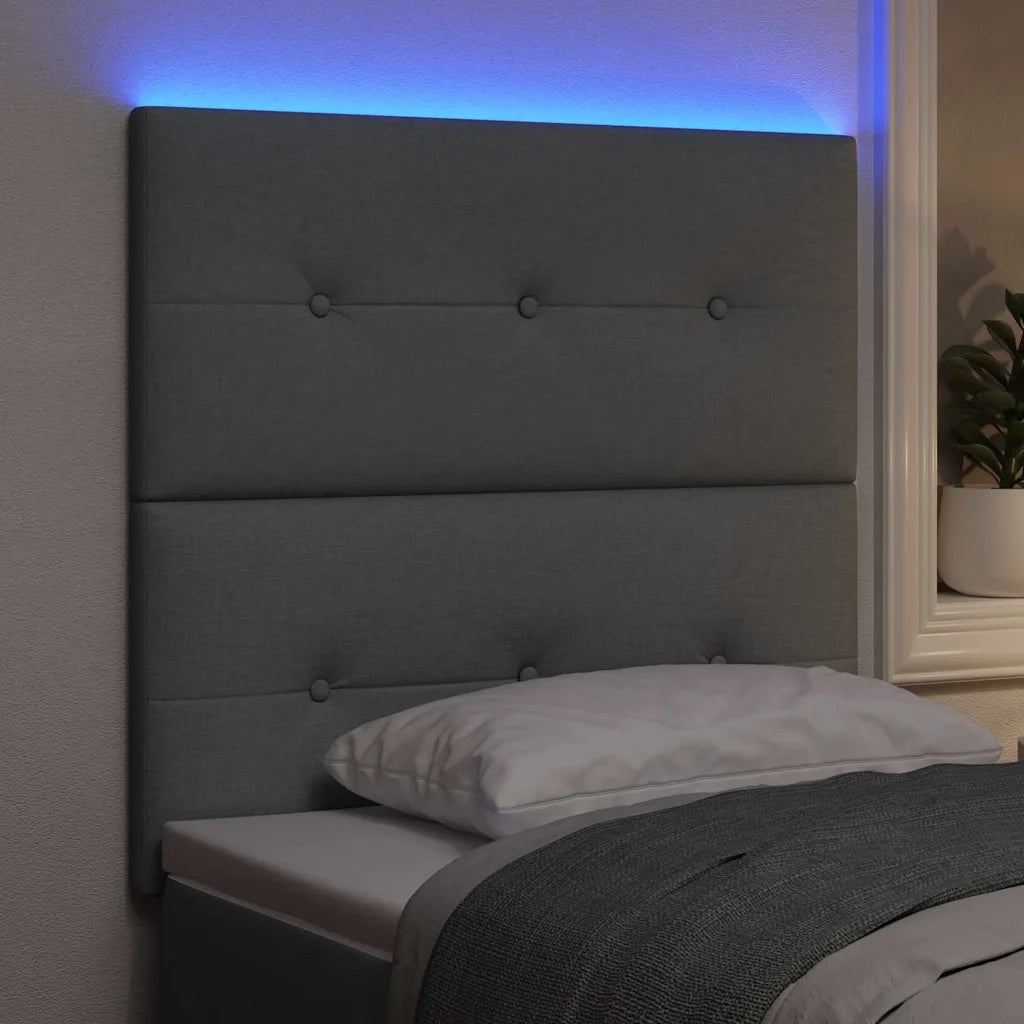 Testiera | Testata LED con strisce LED Grigio chiaro 90 cm Tessuto