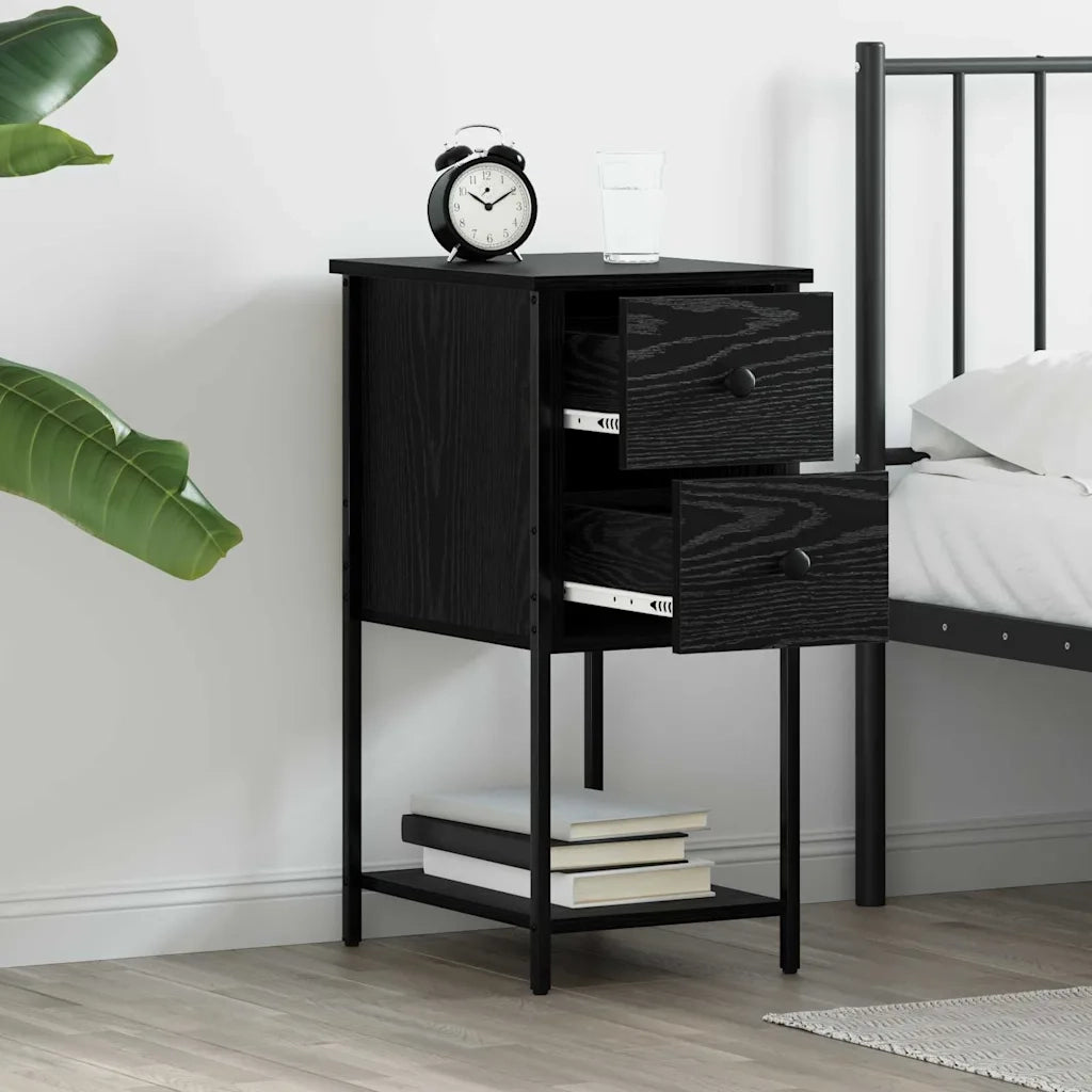Armadio da Notte con cassetto 2 pcs Rovere nero 32 x 42 x 70 cm 871290
