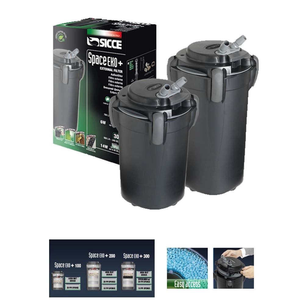 Sicce space eko+100 filtro esterno per acquari fino a 100 l e tartarughiere fino a 60 litri