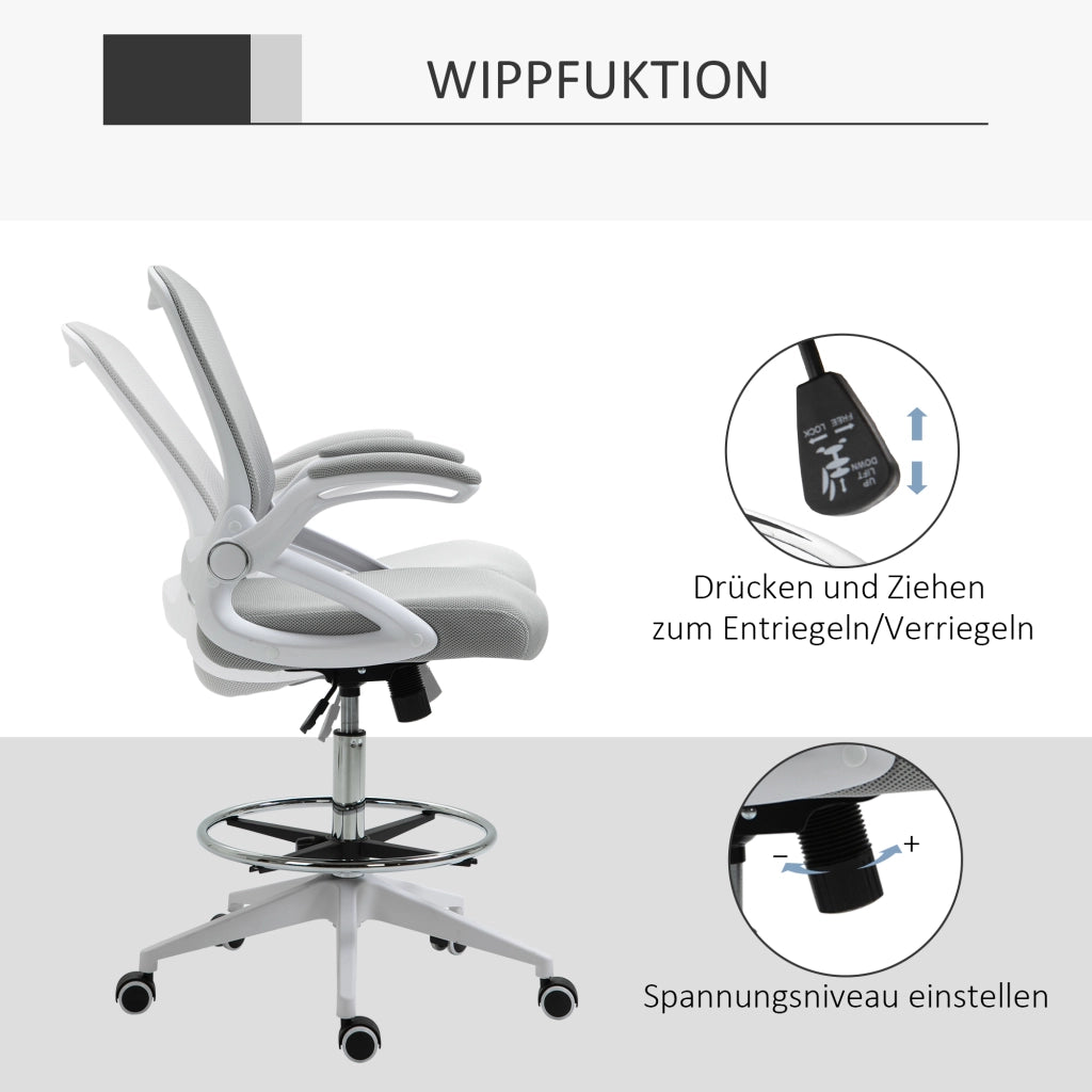 Sedia da ufficio con schienale regolabile, poggiapiedi e meccanismo a pistone ¨C Minimal ¨C nero, metallo, 64x60x106-126 cm