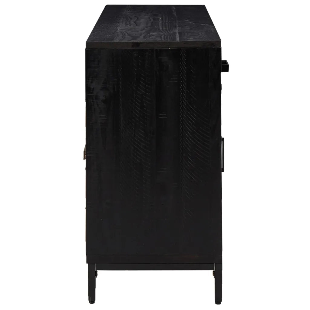 Credenza | Madia | Buffet da pranzo | Armadio da pranzo Nera 110x35x70 cm in Legno Massello di Pino