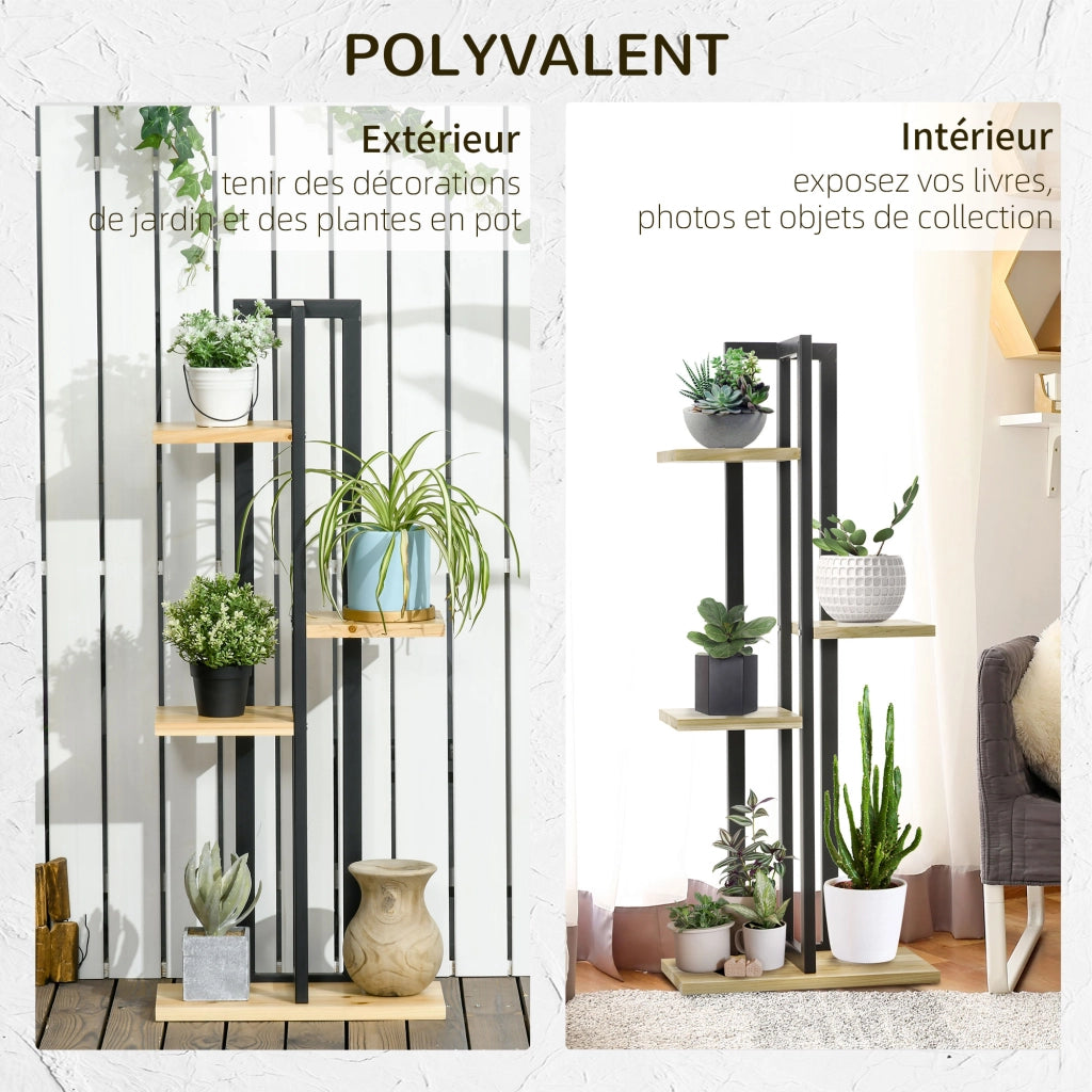 Scaffale porta piante 4 livelli ¨C Xylo ¨C stile industriale legno 45x25x110 cm