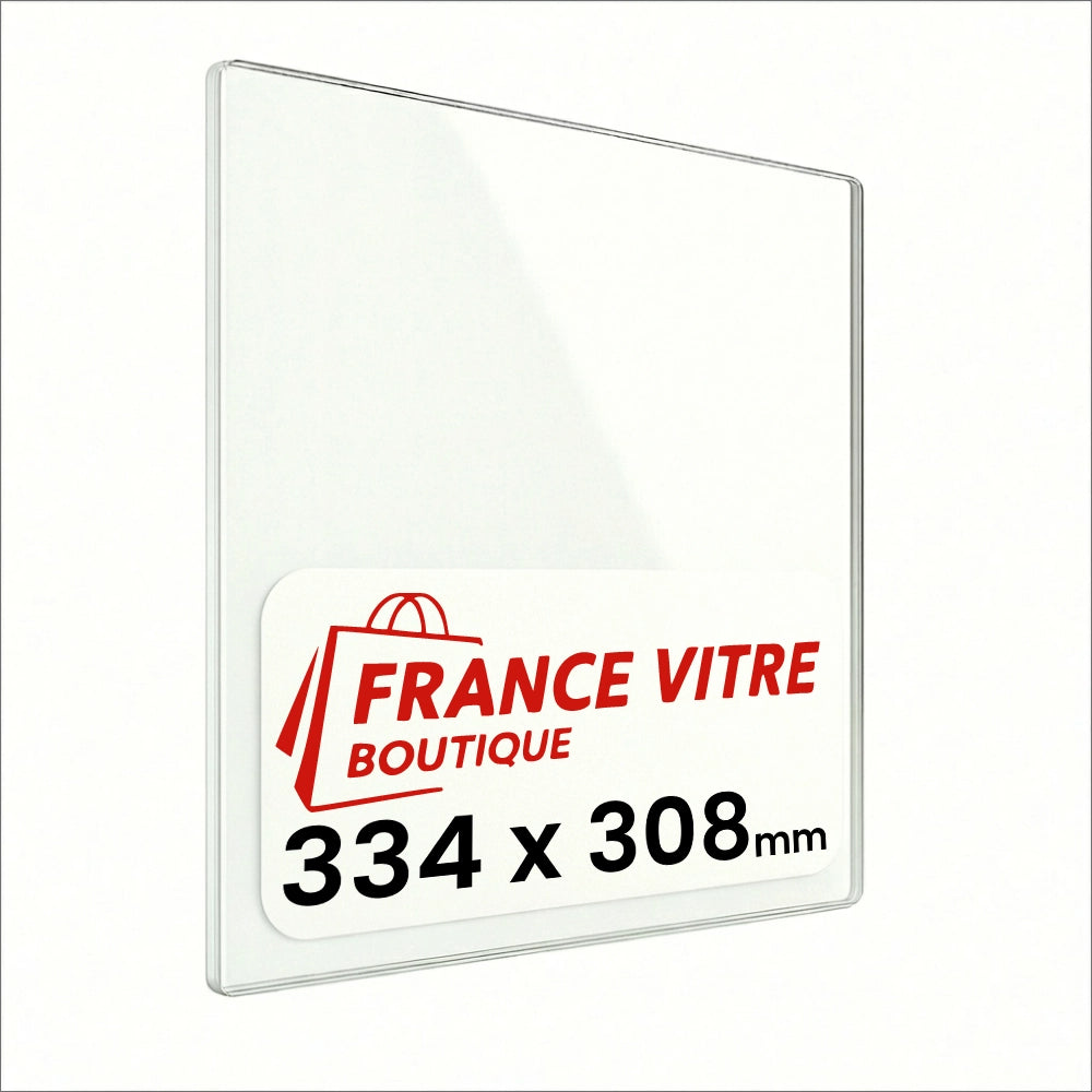 334 x 308 x 4 mm - Vetro per stufa a legna - vetro camino di ricambio - vetro per caminetto resistente al fuoco - France Vitre