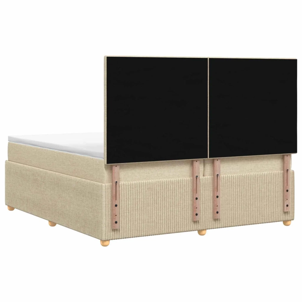 Letto Box Spring LED con Materasso Crema 200 x 200 cm Tessuto 3455949