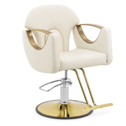 Poltrona professionale da parrucchiere con poggiapiedi 180 kg PVC acciaio crema 14_0008945