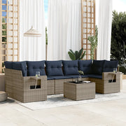 Set Divani da Giardino 8 pz con Cuscini Grigio in Polyrattan 3219940