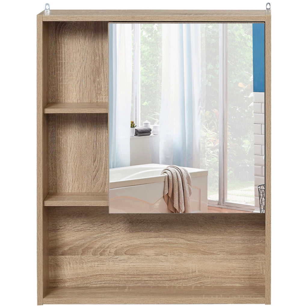 Armadio da Bagno con Specchio e Ripiani Regolabili ¨C Minimal ¨C Rovere 60x15x76