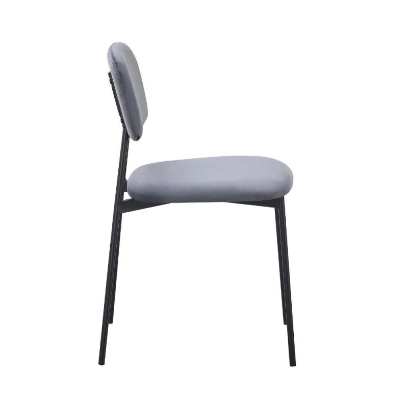 Sedia Shen in vellutino colore grigio e struttura in metallo nero set 4 pezzi