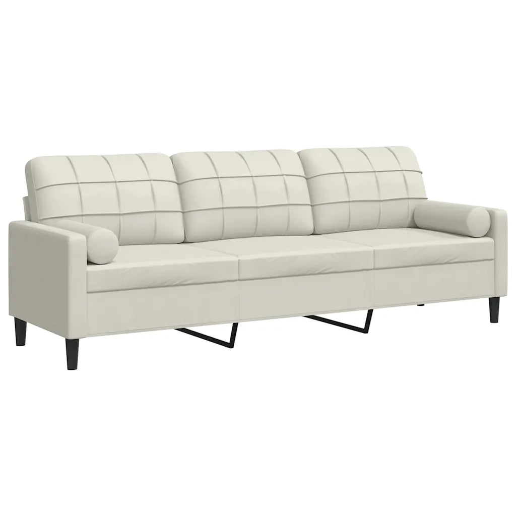 Divano a 3 Posti con Cuscini Crema 210 cm in Velluto 3278247