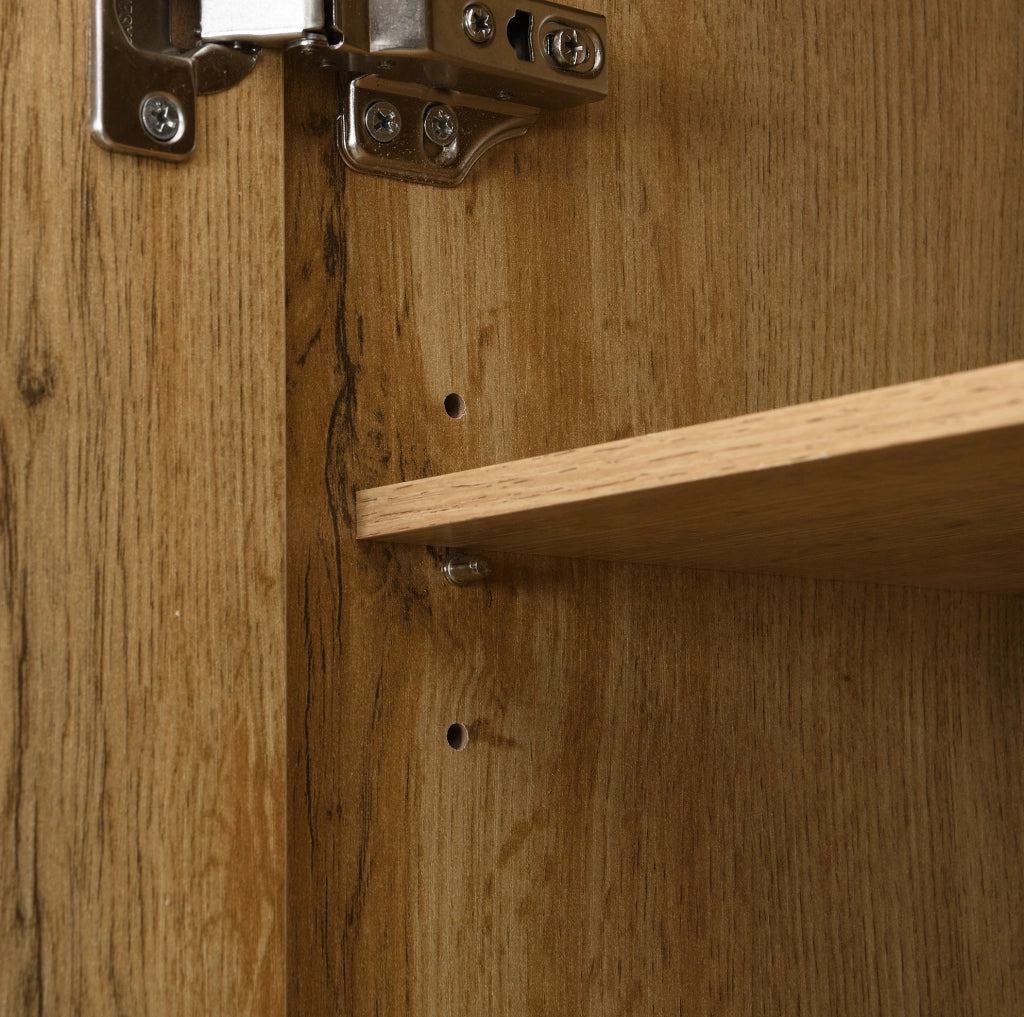 Set guardaroba da ingresso con specchio e 5 ganci; contenitore multifunzione in MDF nero e naturale