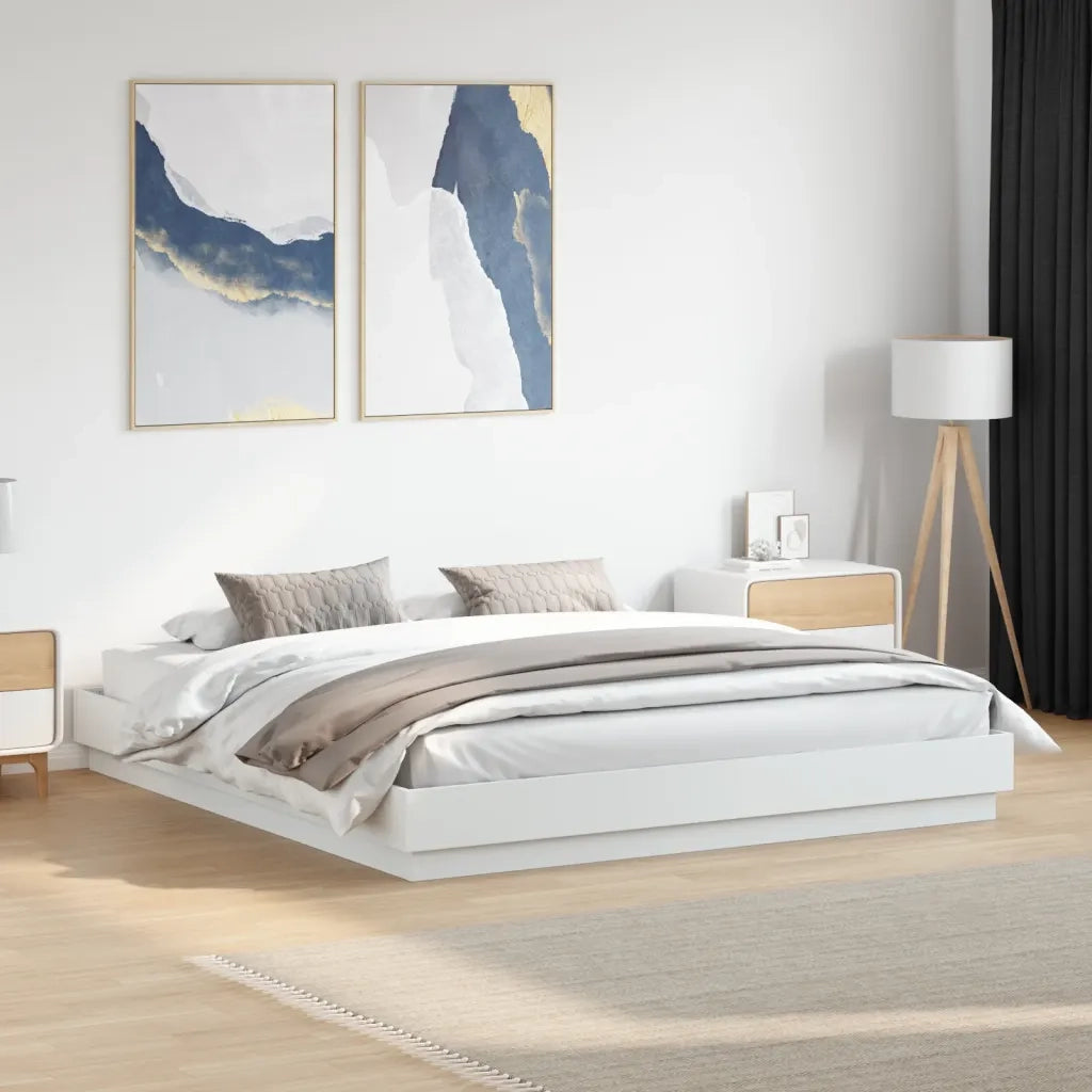 Giroletto-Struttura Letto Bianco 200x200 cm in Legno Multistrato 698887