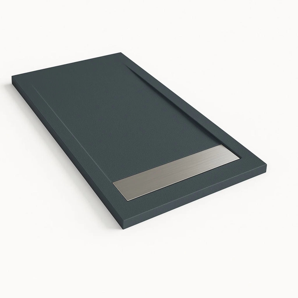 Piatto doccia Bidai con bordo 90X80 cm colore Grigio ardesia RAL 7015 griglia in Acciaio