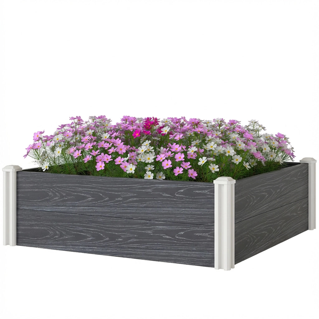 Letto da Giardino in Vinile con Fondo Aperto e Design a Incastro, 102x102x33 cm, Grigio Scuro