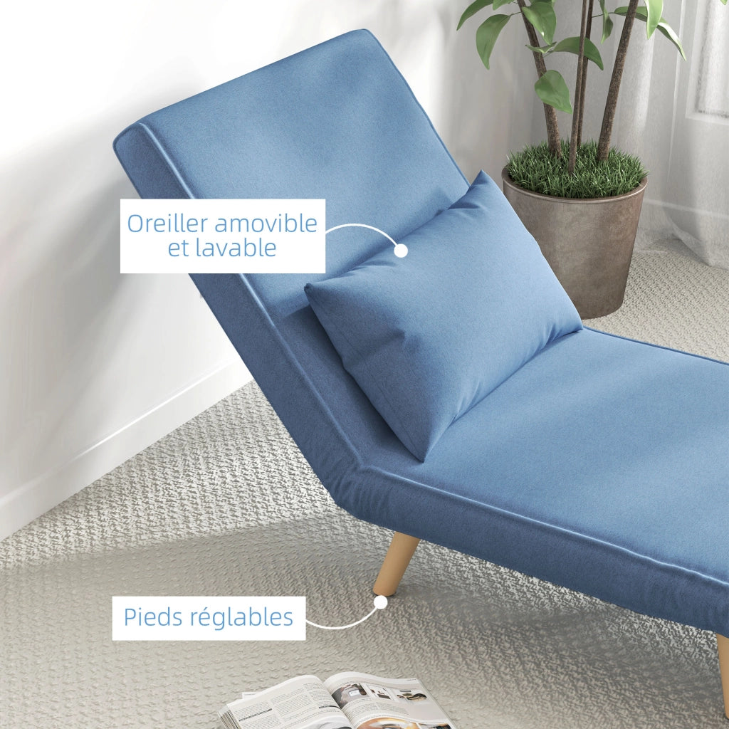 Letto imbottito convertibile 1 posto ¨C zephmum ¨C tessuto blu con cuscino