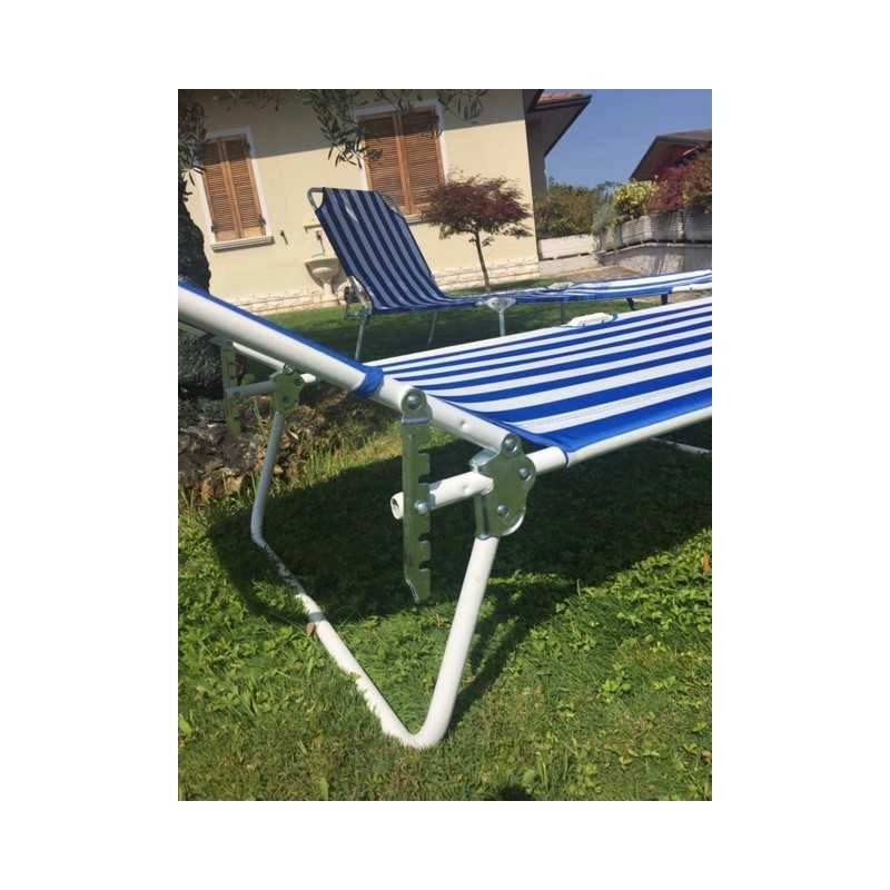 Lettino Acciaio Stiliac Poker 4000 Riga Bianco/Blu