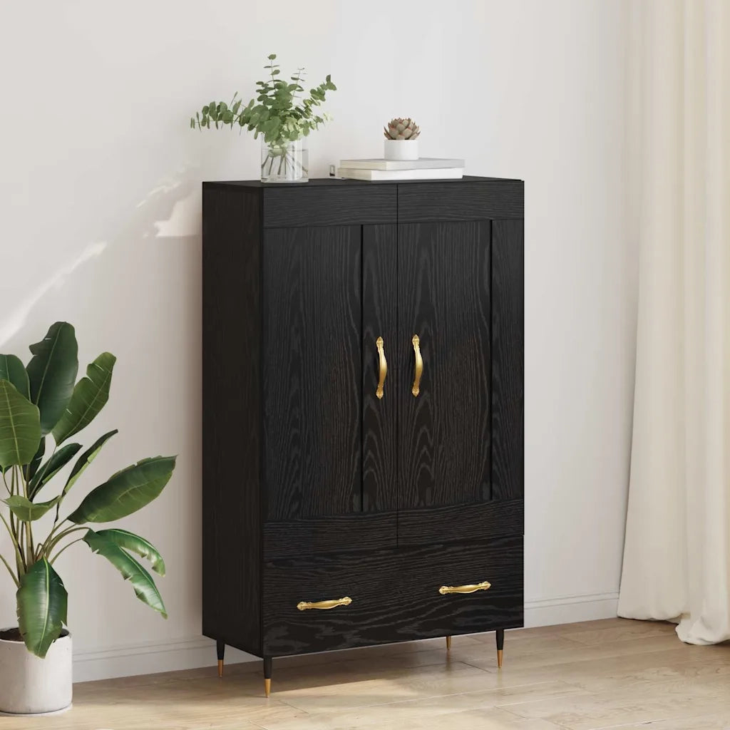 Credenza-Buffet-Armadio da cucina Rovere Nero 69,5 x 31 x 115 cm Legno multistrato 801913