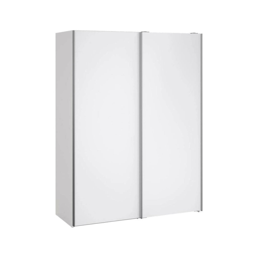 Guardaroba 2 ante Maurice, Mobile camera da letto, Cabina armadio portabiti, Armadio appendiabiti, 150x61 h200 cm, Bianco lucido