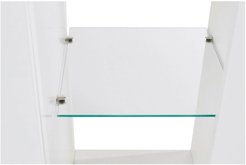 Credenza con 4 Ante e Ripiani in Vetro a Giorno 220x40x80 cm Essential 3A Bianco Lucido