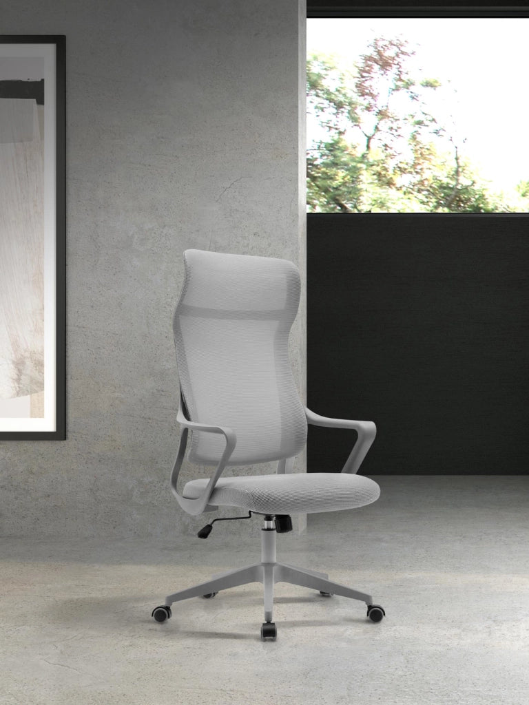 Sedia studio Hispanohogar altezza regolabile in tessuto gris 127x67x69